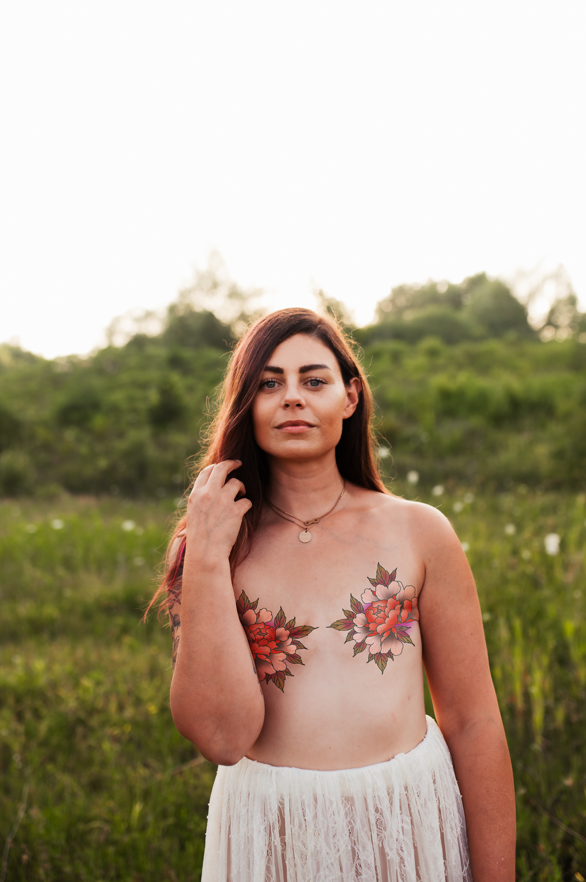 Niyati Autumn Floral Breast Tattoo