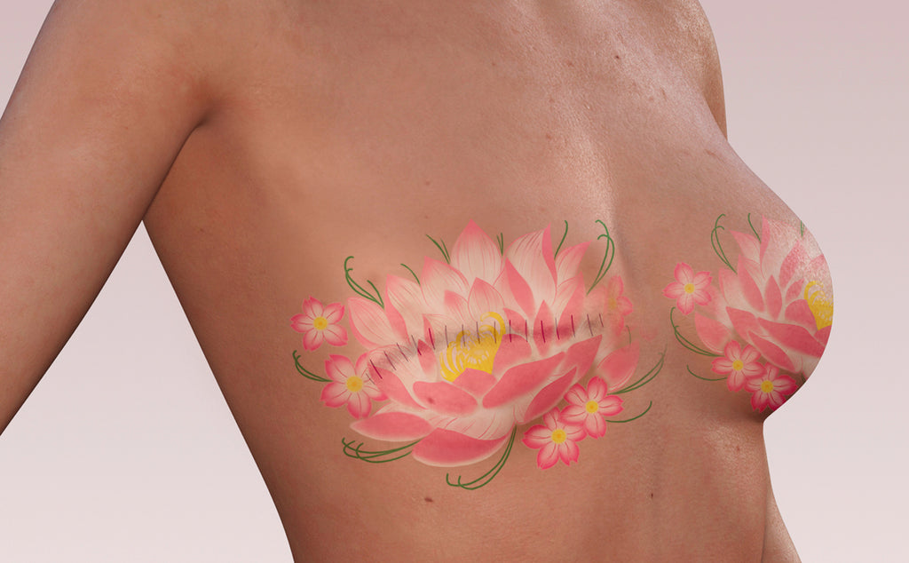 Sarah Pink Lotus Breast Tattoo