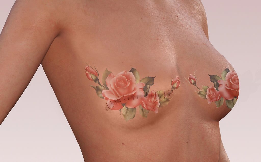 Rose Floral Vine Breast Tattoo