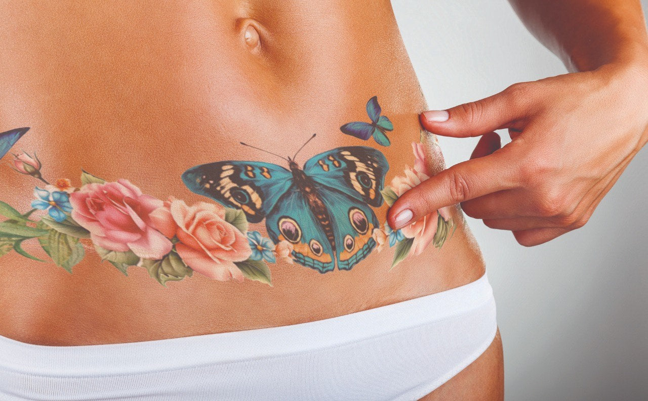 Blossom Floral Abdominal/Mastectomy Tattoo