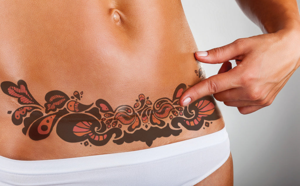 tummy tuck temporary tattoo scar cover-up DIEP flap breast reconstruction abdominoplasty c-section
