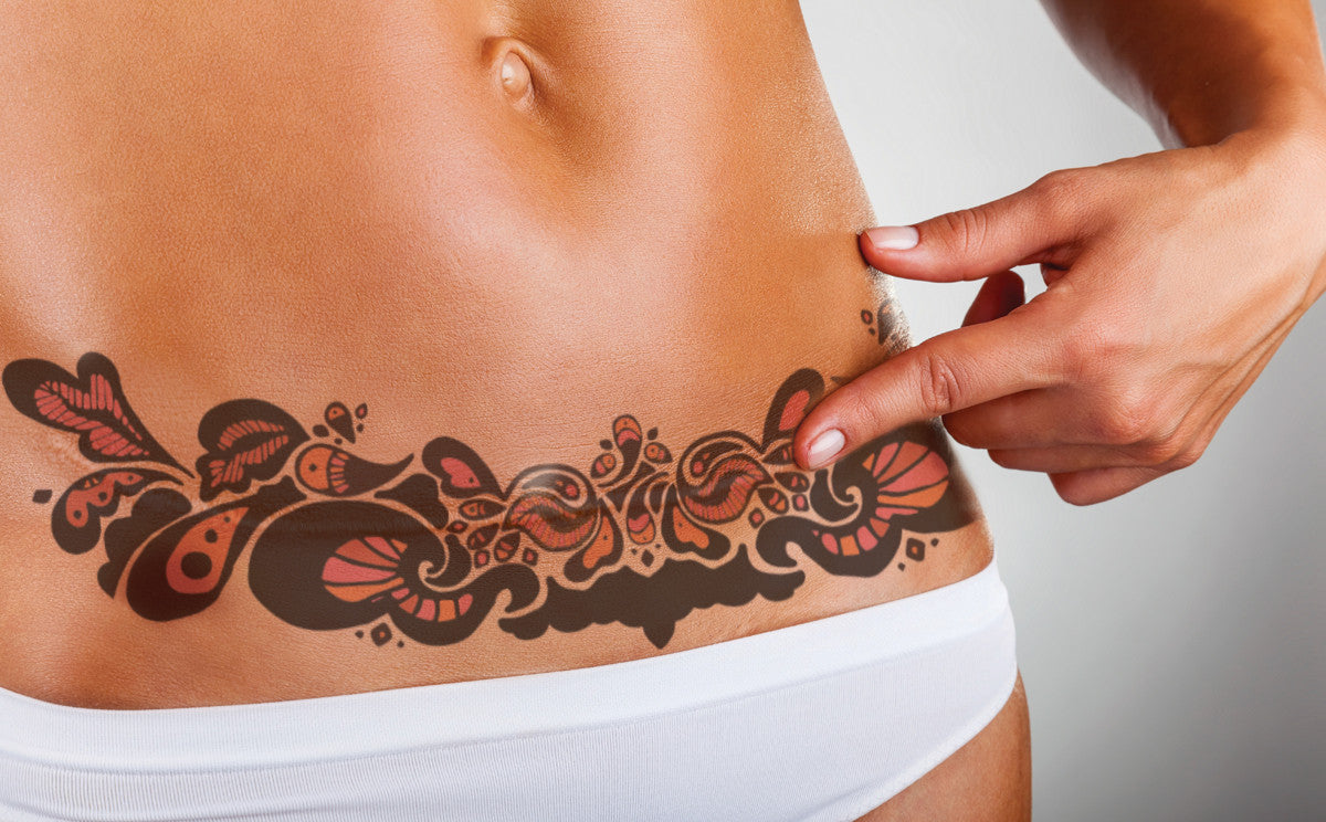 tummy tuck temporary tattoo scar cover-up DIEP flap breast reconstruction abdominoplasty c-section